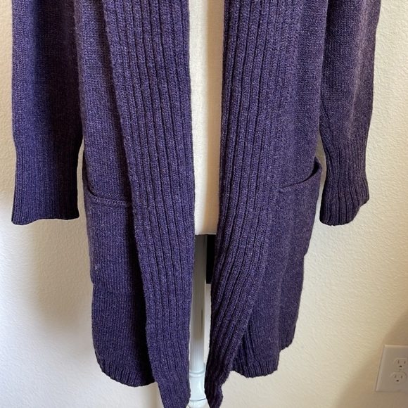 100% Pure New Wool Kerry Traditions Made in Ireland purple open cardigan sweater - Picture 3 of 7